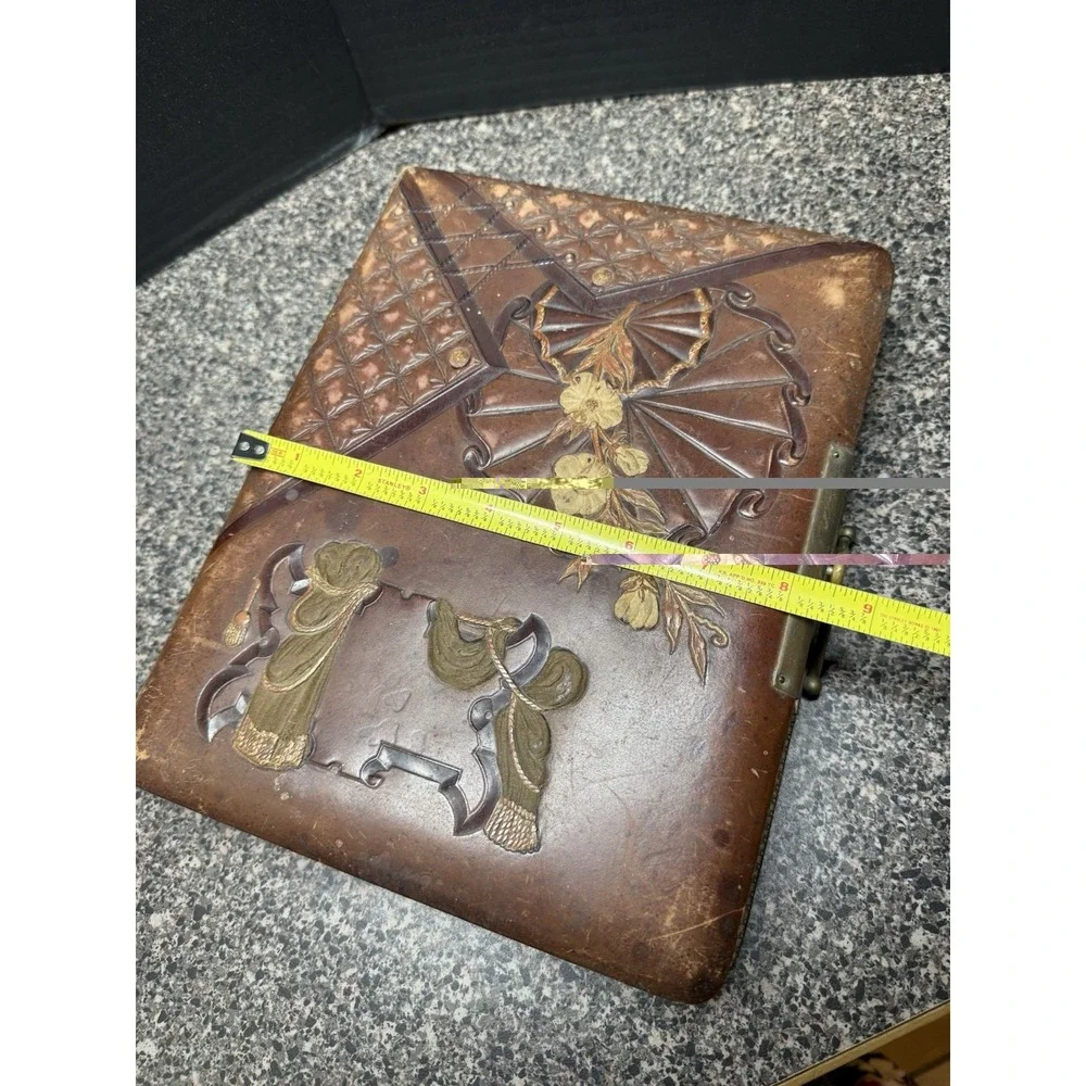 Antique Victorian Leather Photo Album Cabinet Card CDV Brass Clasp 11